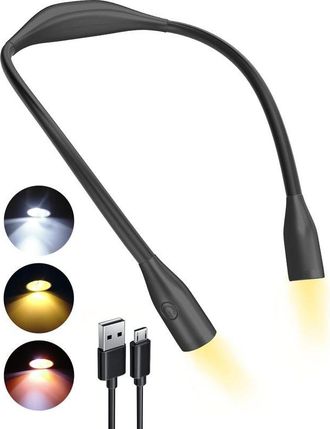 OEM Linterna De Lectura Recargable Para El Cuello, Luz Nocturna Led De 3 Colores Para Protecci&oacute;n Ocular, Manos Libres, 1000 Mah, Ideal Para Leer, Acampar,