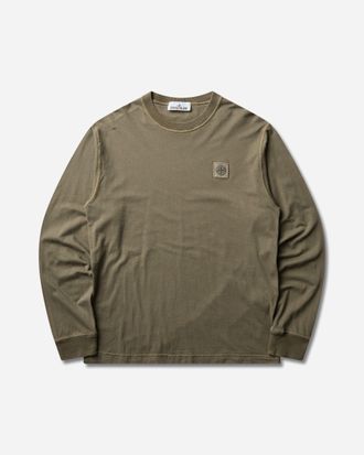 Stone Island Men s Organic Cotton Jersey FISSATO Effect Longsleeve T-Shirt Military Green