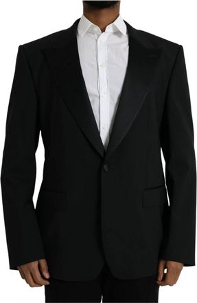 Dolce & Gabbana Zwarte Siciliaanse Single-Breasted Blazer Jas - Heren - Business blazers - Zwart - 4XL - Wol - Kostuums