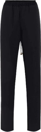 Elisabetta Franchi Zwarte satijnen smokingbroek - Dames - Slim Fit Broeken - Zwart - 2XL - Satijn - Broeken