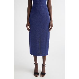 St. John Margo Legacy Crepe Knit Midi Skirt in Cobalt at Nordstrom, Size Medium