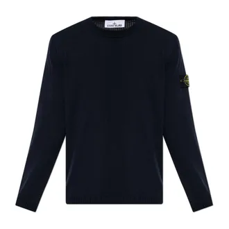 Stone Island Round-neck Knitwear, male, Blue, Size: L Crew Neck Sweater