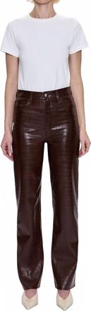 Pistola Denim Cassie Super High Rise Croc Straight Pant In Brown Croc