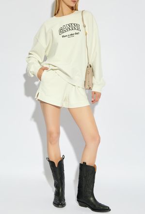 Ganni Sweatshirt With Logo, Womens, Green