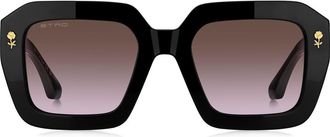 Etro 52mm Gradient Rectangular Sunglasses in Black Violet at Nordstrom