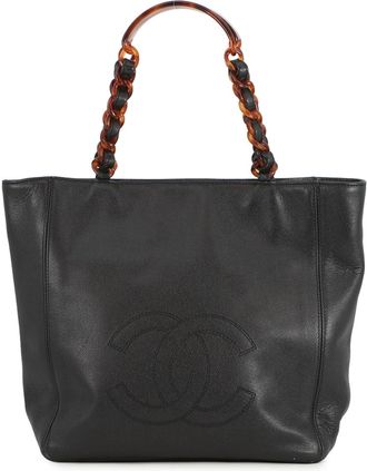 Chanel Black Brown Grained Calfskin Tote Bag (Pre-Owned)