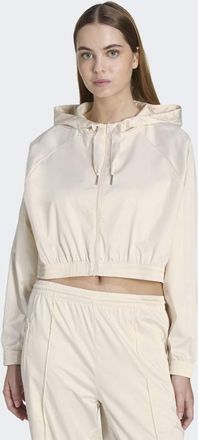 adidas Originals Pearl - Felpa corta con cappuccio e zip bianco wonder