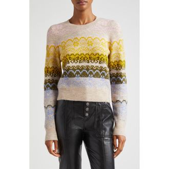 Cinq &agrave; Sept Fair Isle Studded Sweater in Oatmeal Multi at Nordstrom Rack, Size Large