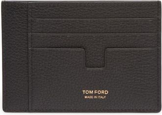 Tom Ford Large T-Line Soft Grain Leather Card Holder in 1N001 Black at Nordstrom