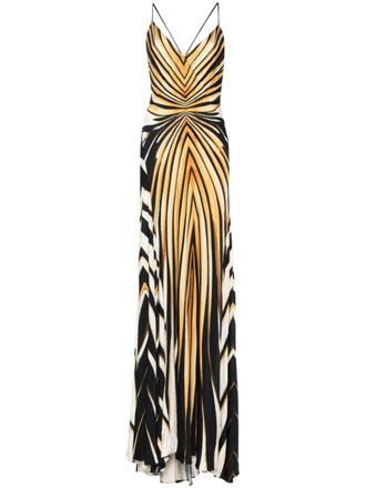 Roberto Cavalli Ray Of Gold-print maxi dress - women - Elastane/Viscose - 40 - Black