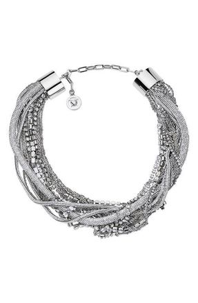 Area Messy Chain Choker Necklace in Clear Crystal/Silver at Nordstrom
