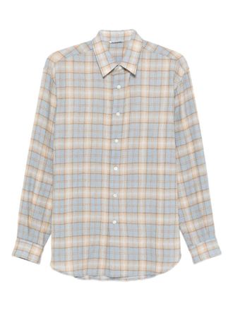 Auralee Blue Checked Wool Shirt