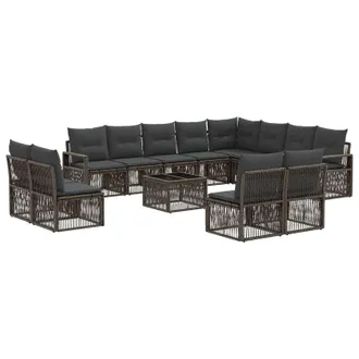 vidaXL Set Divano Da Giardino 13 Pz Grigio Polyrattan Vidaxl