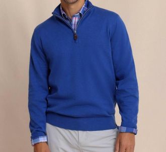 Southern Tide Whitehaven Heather Quarter Zip Sweater In Heather Surf Blue