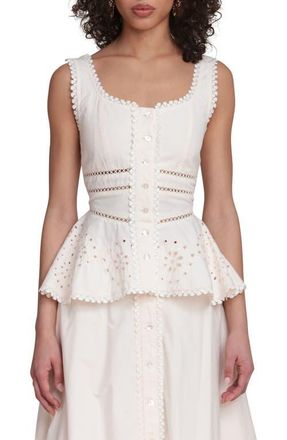Avec Les Filles Eyelet Peplum Cotton Tank in Cream at Nordstrom, Size X-Small