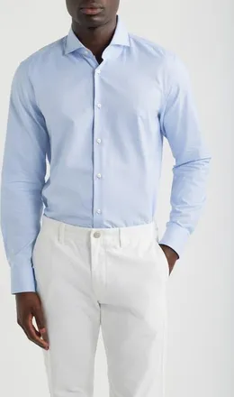 BOSS Hank Slim Fit Light Blue Cotton Dress Shirt in Light/pastel Blue at Nordstrom, Size 17.5