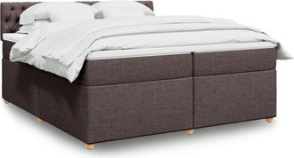 vidaXL Vidaxl - Cama Box Spring Con Colch&oacute;n Tela Marr&oacute;n Oscuro 200x200 Cm