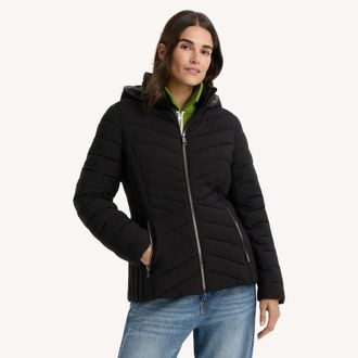 Nautica Womens Short Hooded Jacket With Faux Fur Trim
