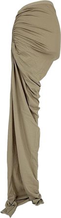 Rick Owens DRKSHDW Draped Split Asymmetric Skirt in Khaki Cotton