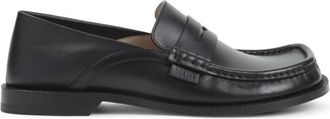 Loewe Black Leather Loafers