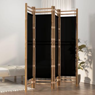 vidaXL Biombo Plegable De 4 Paneles Bamb&uacute; Y Lona 160 Cm Vidaxl