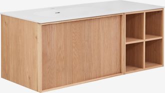 Sklum Conjunto De Mueble De Ba&ntilde;o 120x50 Cm Suspendido En Madera Con Lavabo Integrado Endika Sklum