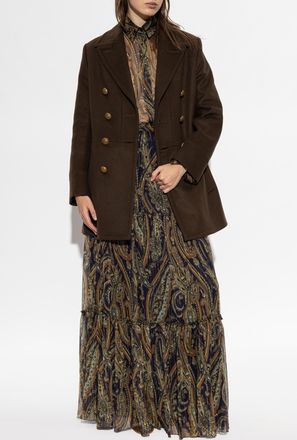 Etro Wool Double-breasted Coat, Womens, Brown