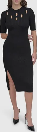 DKNY Cutout Detail Rib Sweater Dress in Black at Nordstrom, Size X-Large