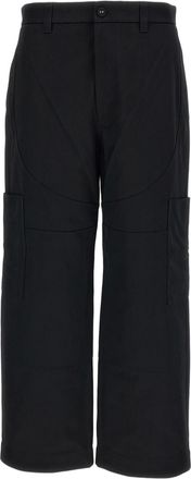 Thom Browne Black Wide Leg Painter Cotton Pants