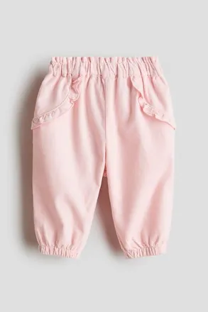 H&M Frill-trimmed Corduroy Trousers in Light Pink at Nordstrom, Size 18M