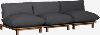 Sklum Sof&aacute; Modular Reclinable De Jard&iacute;n De 3 Piezas En Madera De Acacia Brina Sklum Gris Antracita