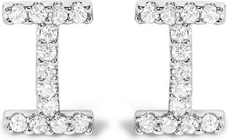 House of Brilliance 10K Gold 1/10 Cttw Diamond Initial A to Z Stud Earring