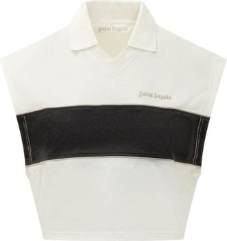 Palm Angels White Shirt Collar Sleeveless Polo