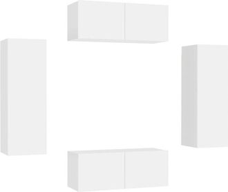 vidaXL Vidaxl - Muebles De Sal&oacute;n 4 Piezas Madera De Ingenier&iacute;a Blanco