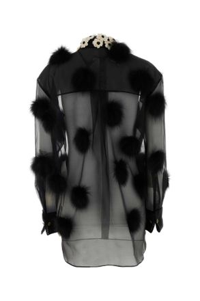 Khaite Womens Black Organza Shirt Exterior: Silk Maglie Sweater