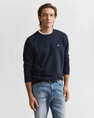 GANT Men Shield Crew Neck Sweatshirt (XXXL) EVENING BLUE