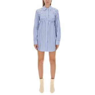Staud Shirt Dresses, female, Blue, Size: L Cotton Shirt Dress Alita