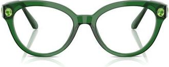 Swarovski 52mm Round Optical Glasses in Green at Nordstrom