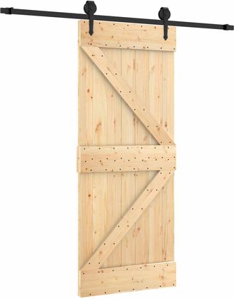 vidaXL Puerta Corredera 85 X 210 Cm Natural Y Negro Vidaxl