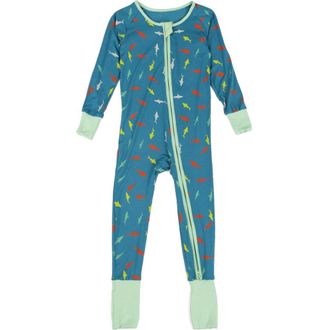 Leveret Viscose Matching Family Holiday Pajama Sleeper, Reindeer & Polar Bear Prints in Fish at Nordstrom, Size 12-18M
