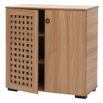 Hhg C&oacute;moda Con 2 Puertas Y 3 Compartimentos Dise&ntilde;o Trenzado 3d 82x80x37 Cm Madera Con Revestimiento De Melamina Marr&oacute;n 040009824