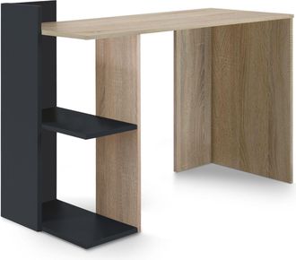 Home Heavenly Home Heavenly - Escritorio, Mesa Despacho Oficina Tokyo, Mueble Multifunci&oacute;n Con Estanter&iacute;a 120x50x86 Cm Color: Roble/gris