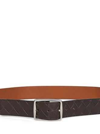 Bottega Veneta Mens Belt Reverso Two-Tone Brown Leather Calfskin