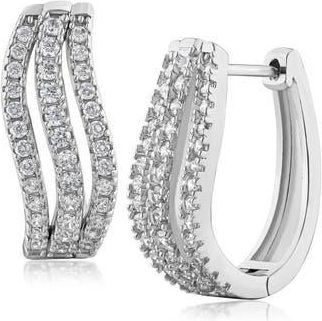 Kenneth Jay Lane Cubic Zirconia Triple Wave Hoop Earrings in Silver at Nordstrom Rack