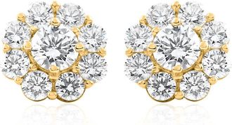 Pompeii3 3Ct Diamond Halo Studs 14k Yellow Gold EX3 Lab Grown