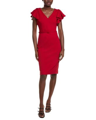 Anne Klein Ruffle Sleeve Scuba Crepe Sheath Dress