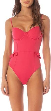 Maaji Bree Ruffle Reversible One-Piece Swimsuit in Red at Nordstrom Rack, Size Medium