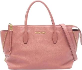 Miu Miu Pre-owned Handbags, female, Pink, Size: ONE SIZE Pre-owned Madras Leather Handbag
