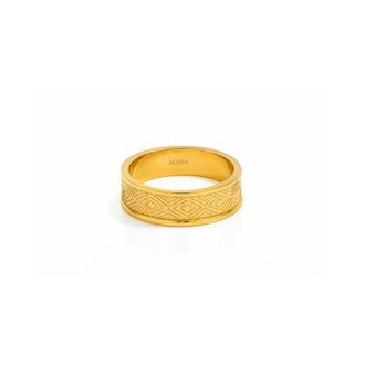 Adiba The Diamonds Pattern 18k Plated Stainless Steel Ring in Gold at Nordstrom, Size 7