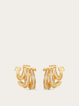 Ferragamo Women Triple Gancini earrings with crystals Gold